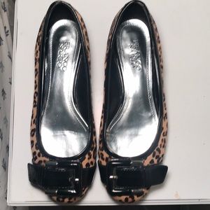 Leopard print and patent leather flats